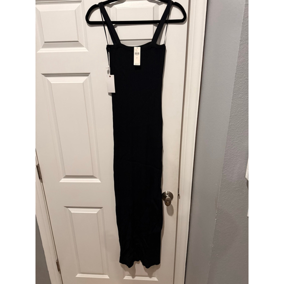 Women's GOOD AMERICAN Black Ribbed Square Neck Maxi Dress L - Picture 7 of 9